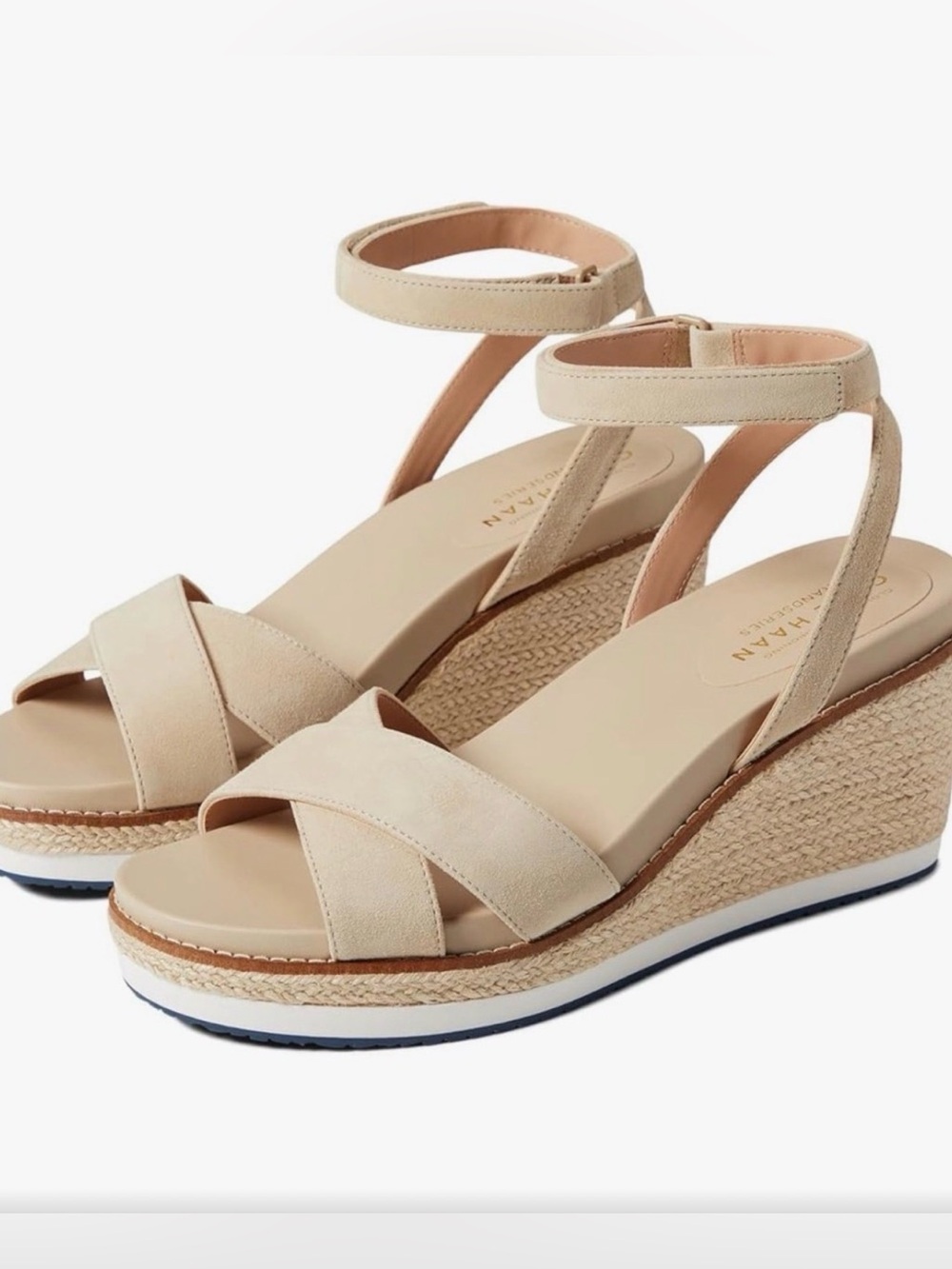 Cole Haan Beige Espadrille Wedge Sandals
